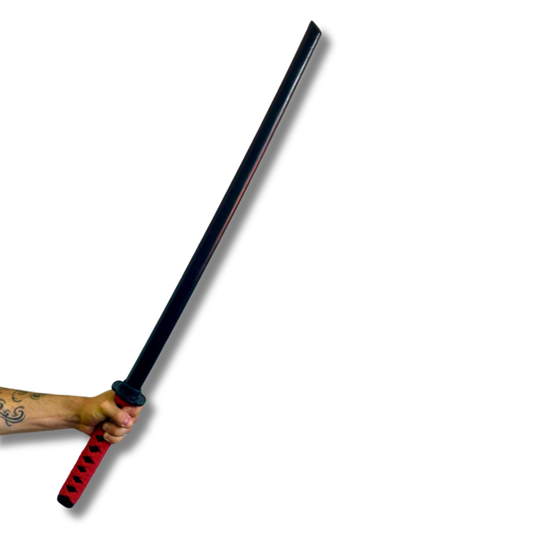 Bokken de Entrenamiento Madera K25 - Espada Japonesa con Tsuba y Mango Trenzado Rojo