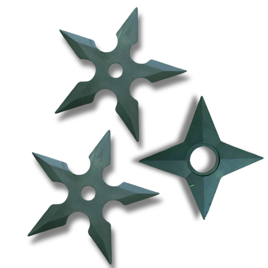 Shurikens de Entrenamiento GOMA K25 | Estrellas Ninja de 4 y 5 Puntas