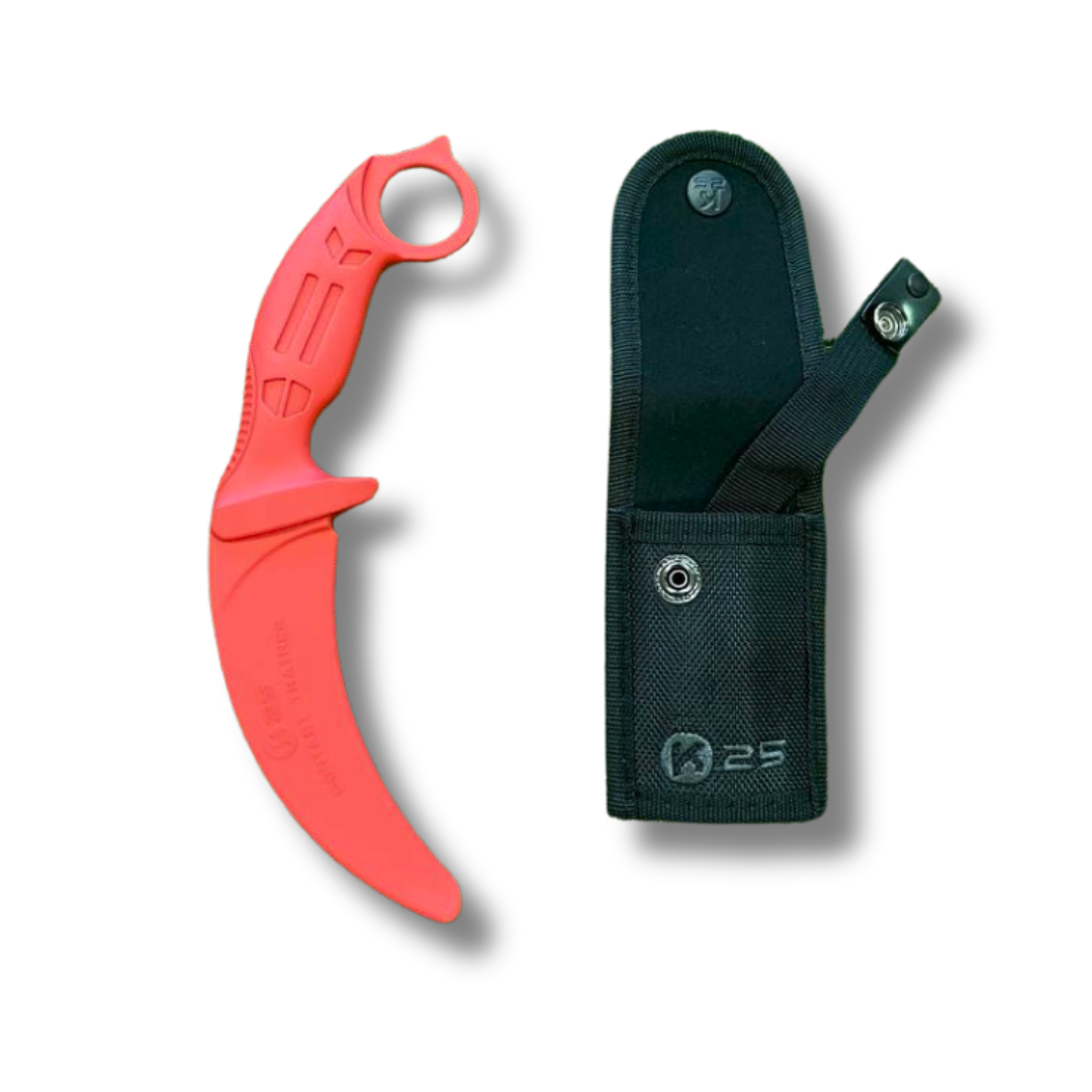 Kerambit / Karambit de Entrenamiento GOMA K25 - Negro y Rojo | Ideal para entrenamiento y screen fight / combat