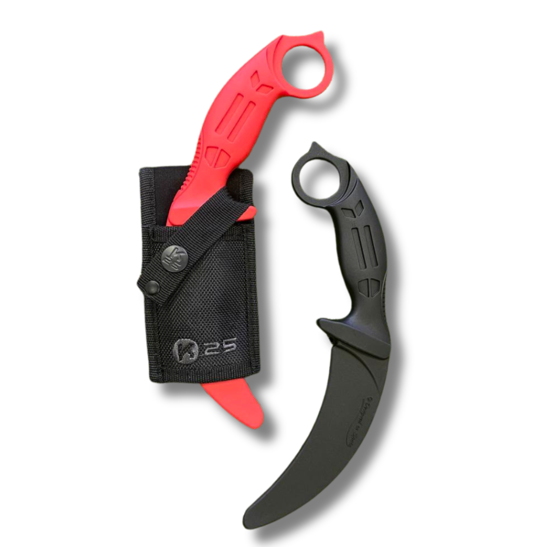 Kerambit / Karambit de Entrenamiento GOMA K25 - Negro y Rojo | Ideal para entrenamiento y screen fight / combat